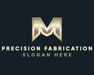 Fabrication - Gold Metallic Fabrication logo design