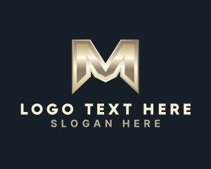 Letter M - Gold Metallic Fabrication logo design