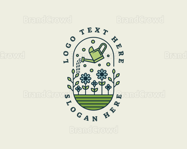 Watering Can Floral Gardening Logo