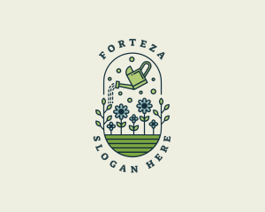 Watering Can Floral Gardening Logo