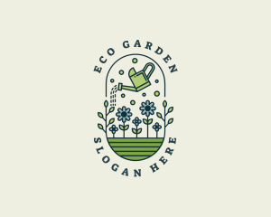 Greenery - Watering Can Floral Gardening logo design