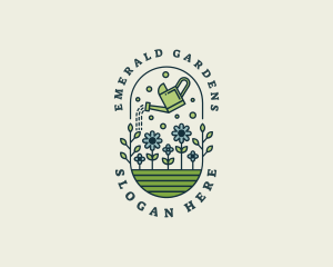 Watering Can Floral Gardening logo design