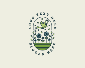 Groundkeeper - Watering Can Floral Gardening logo design