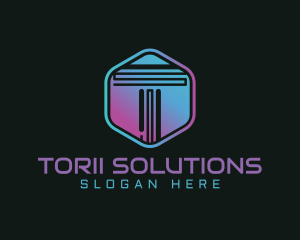 Gradient Letter T Technology logo design