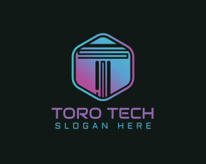 Gradient Letter T Technology logo design