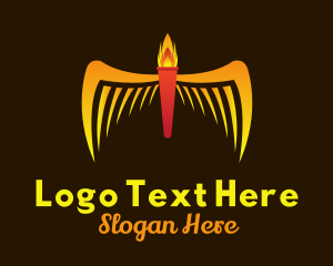 Torch - Flame Torch Wings logo design