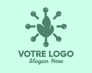Bacteria - Green Virus Leaves logo design