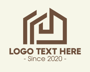 Wooden - Brown Wooden House logo design