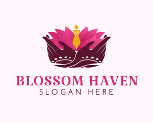 Flowering - Flower Hand Meditation logo design