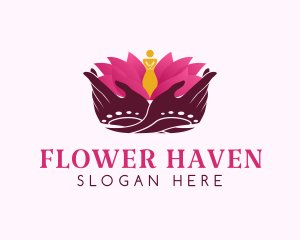 Flower Hand Meditation logo design