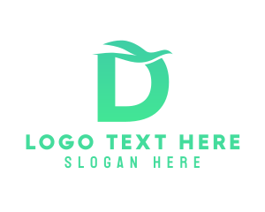 Alphabet - Green Letter D Dove logo design