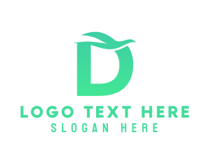Bold - Green Letter D Dove logo design