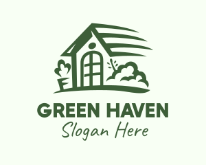 Green House Outline logo design