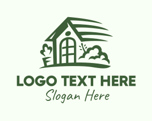 Ecology - Green House Outline logo design