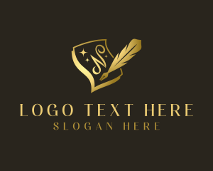 Collage - Quill Pen Letter N logo design