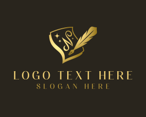 Sign - Quill Pen Letter N logo design