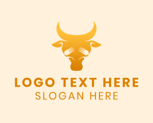 Meat Shop - Orange Bull Fork logo design