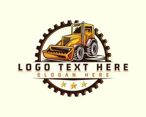 Excavation - Cog Bulldozer Construction logo design