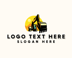 Machinery Rental - Backhoe Construction Digger logo design