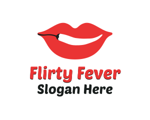 Flirty - Red Lip Chili logo design