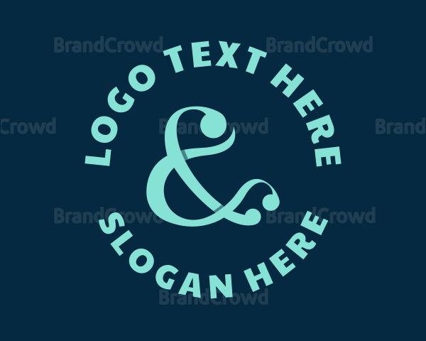 Teal Ampersand Lettering Logo