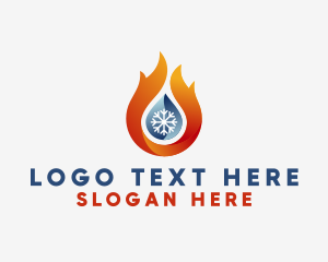 Heat - Flame Snowflake Droplet logo design