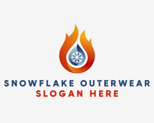 Flame Snowflake Droplet logo design