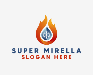 Heat - Flame Snowflake Droplet logo design