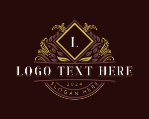 Decorative - Botanical Floral Crest logo design