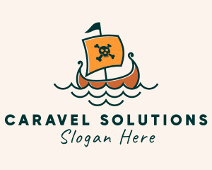 Caravel - Pirate Caravel Ship logo design
