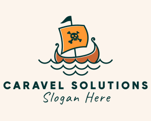 Pirate Caravel Ship logo design