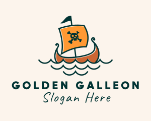 Galleon - Pirate Caravel Ship logo design