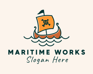 Pirate Caravel Ship logo design