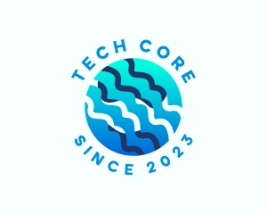 Wave Tech Sphere logo design