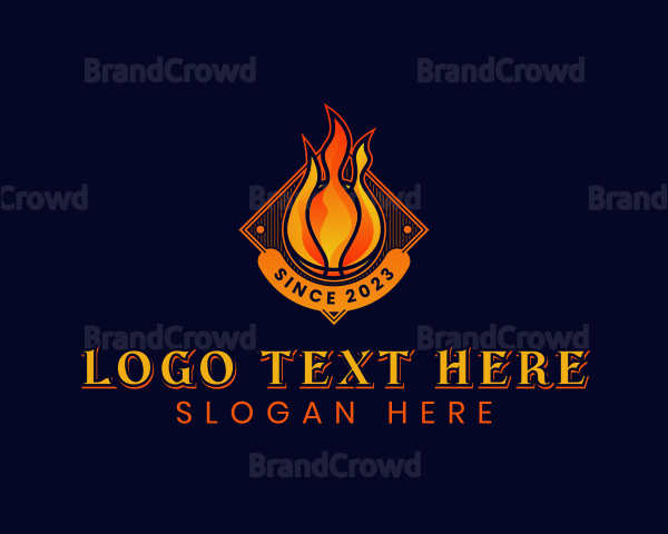 Basketball Flame Varsity Logo