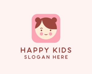 Cute Girl Head logo design