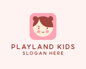 Cute Girl Head logo design