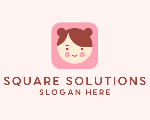 Cute Girl Head logo design