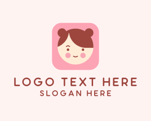 Mobile App - Cute Girl Head logo design