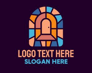 Church - Door Entrance Stained Glass logo design