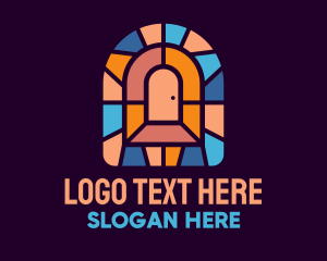 Holy Place - Door Entrance Stained Glass logo design