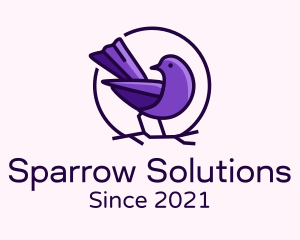 Perched Purple Sparrow  logo design