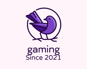 Passerine - Perched Purple Sparrow logo design
