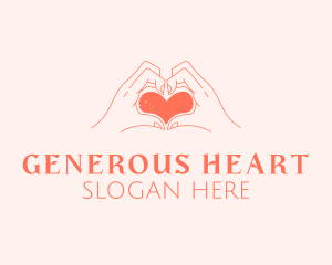 Orange Heart Hands logo design