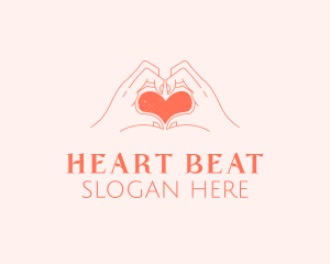 Orange Heart Hands logo design