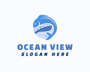 Ocean Fishing Boat logo design