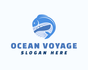 Ocean Fishing Boat logo design