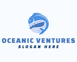 Ocean Fishing Boat logo design