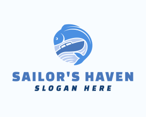 Ocean Fishing Boat logo design