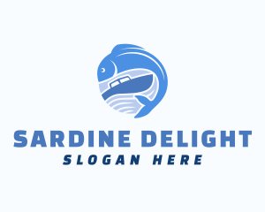 Ocean Fishing Boat logo design